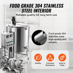 KFFKFF 150L Commercial Milk Pasteurization Machine Automatic Pasteurizer Ice Cream Juice Beer Pasteurizer with Cooling and Warming Function Stainless Steel