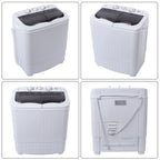 Compact Twin Tub with Built-in Drain Pump XPB35-188S 14.3(7.7 6.6)lbs Semi-automatic Gray Cover Washing Machine
