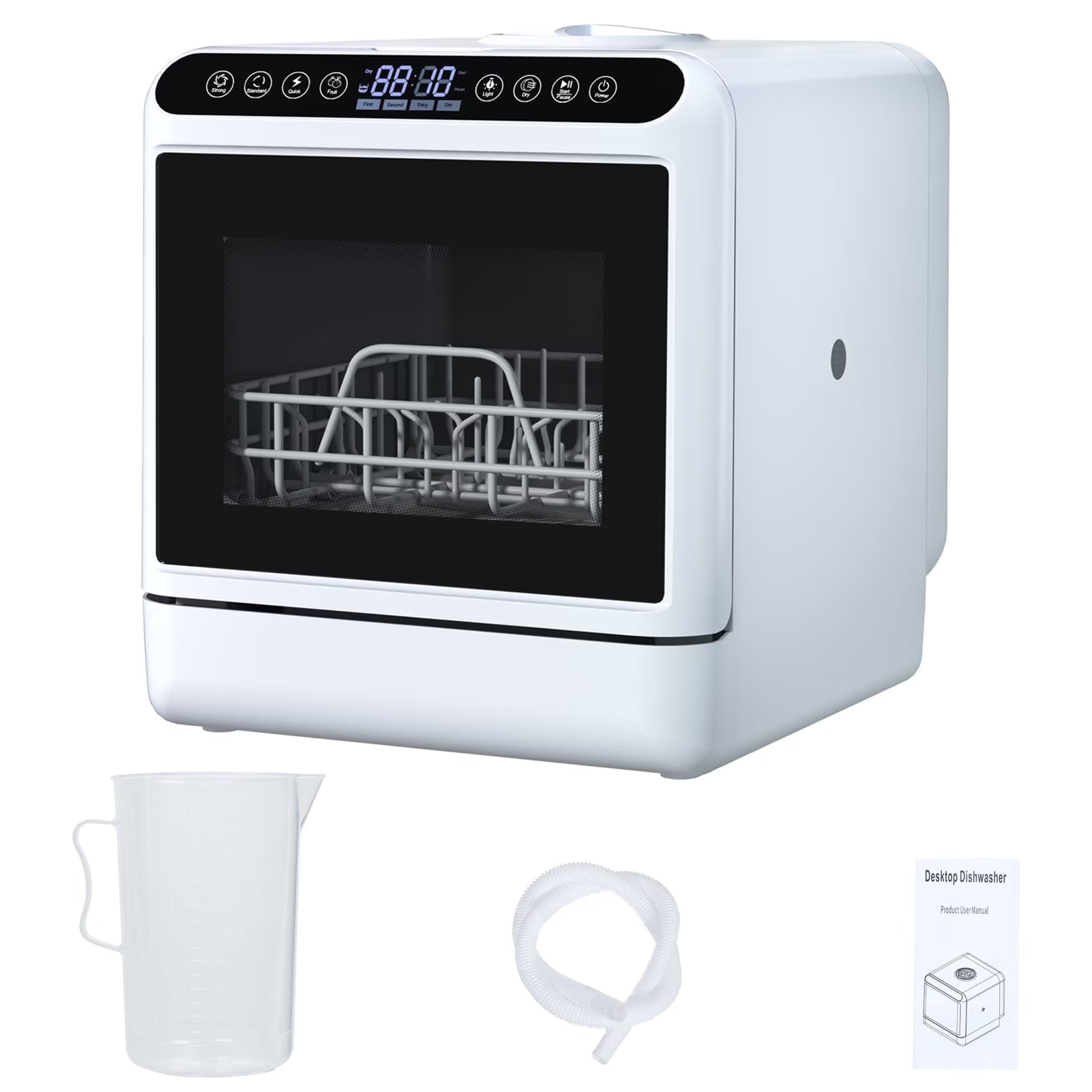 Happydeer Mini Dishwasher with a Built-in 5L Water Tank, No Hookup Needed, 2-Tier Rack, 3-Spray Arm, Air-Dry Function, Automatic Smart Portable Countertop Dishwasher