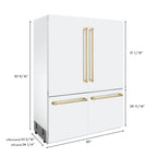 ZLINE Autograph Edition Refrigerator, White Matte & Gold