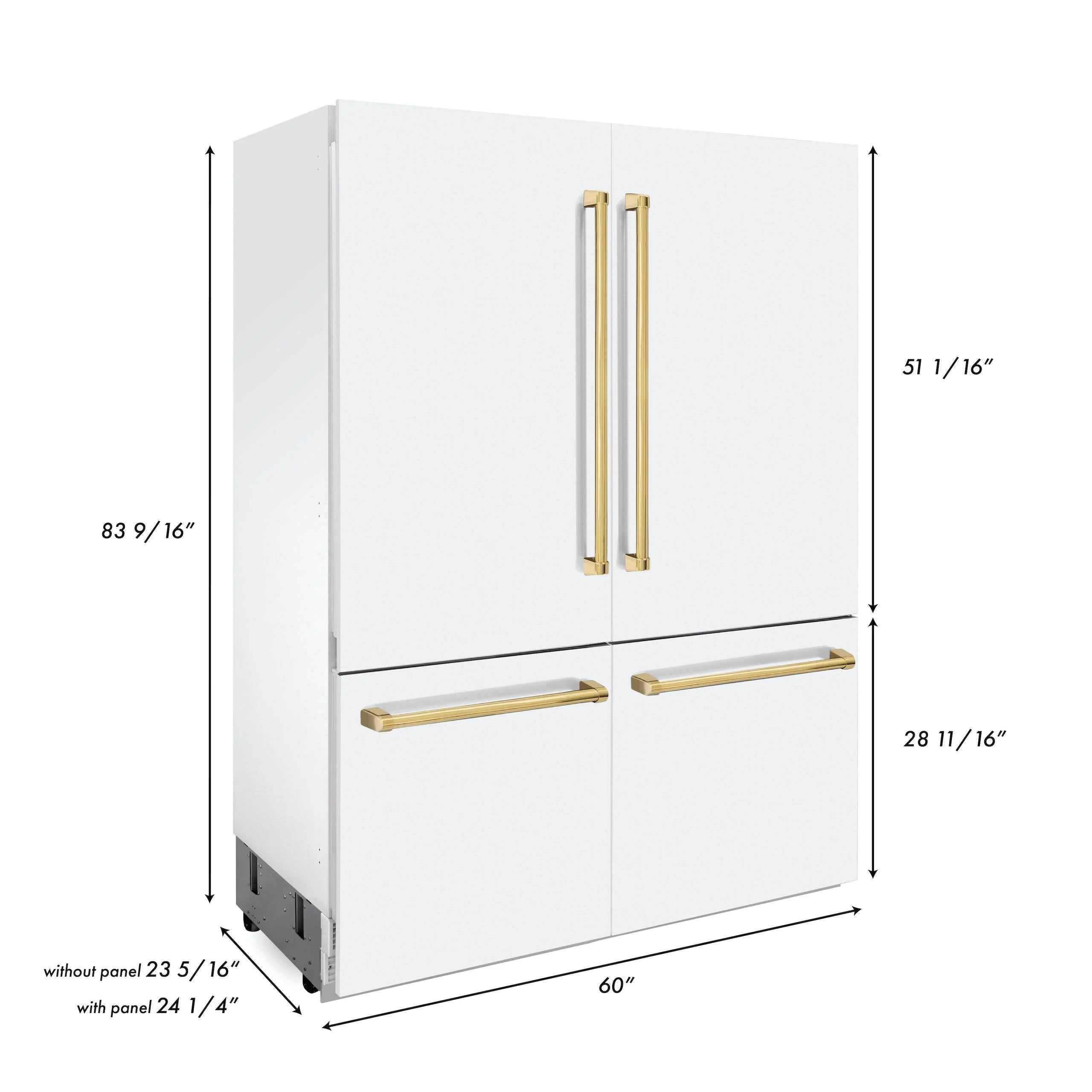 ZLINE Autograph Edition Refrigerator, White Matte & Gold