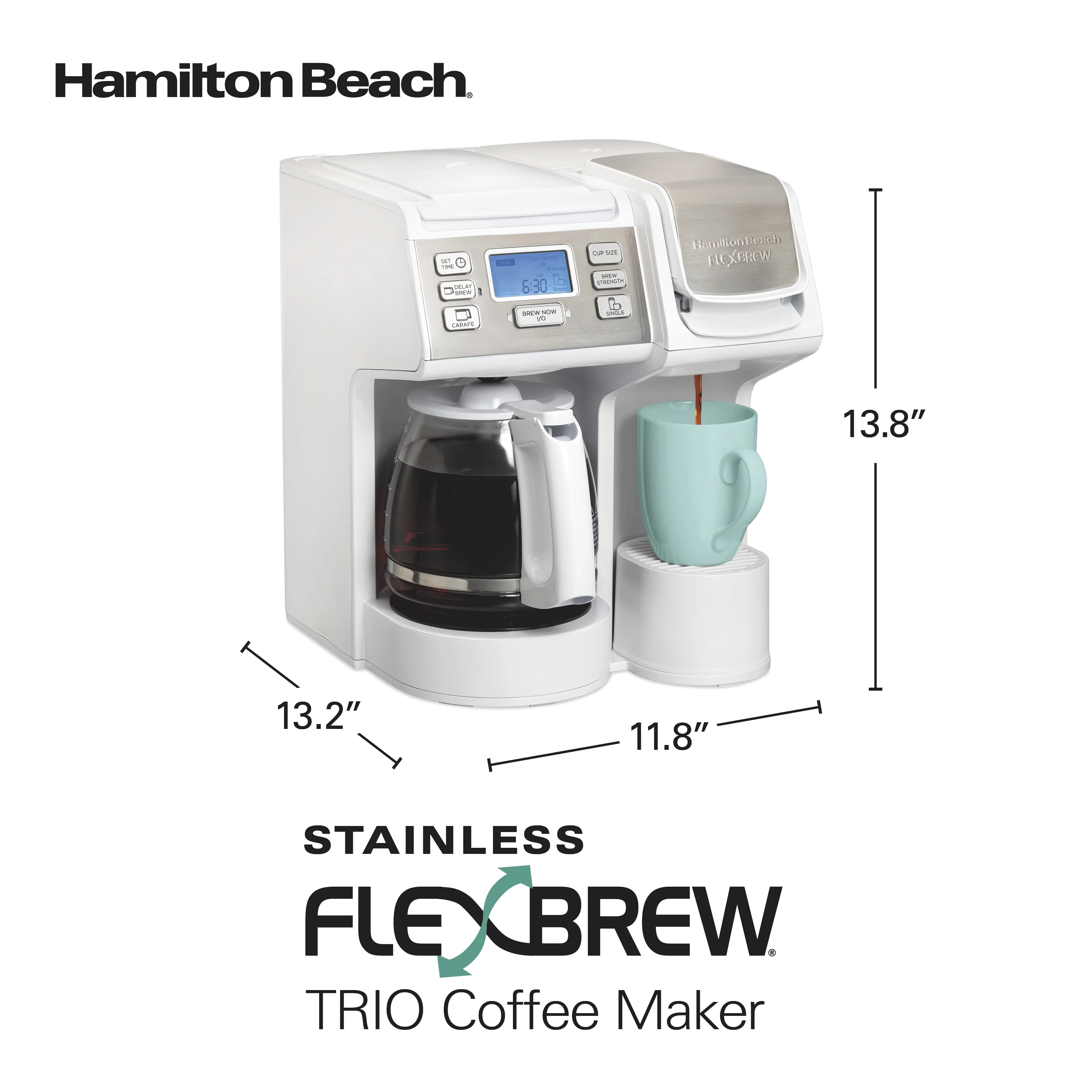 Hamilton Beach FlexBrew Coffee Maker, K Cup Pod Compatible Single Serve Coffee Maker & 12-Cup Coffee Pot, Black