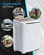Muhub 18 lbs Portable Washing Machine,Compact Twin Tub Wash&Spin Combo for Apartment, Dorms, Gray