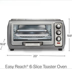 6 Slice Convection Toaster Oven With Easy Reach Roll-Top Door, Bake, Broil & Toast Functions, Auto Shutoff, Silver (31123DA)