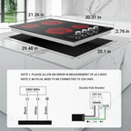 30 Inch Electric Cooktop 4 Burners, Sumaki Built-in Electric Burner with 4 Burners, 240V Power Control by Knob, 7000W Electric Stove with Hot Surface Indicator