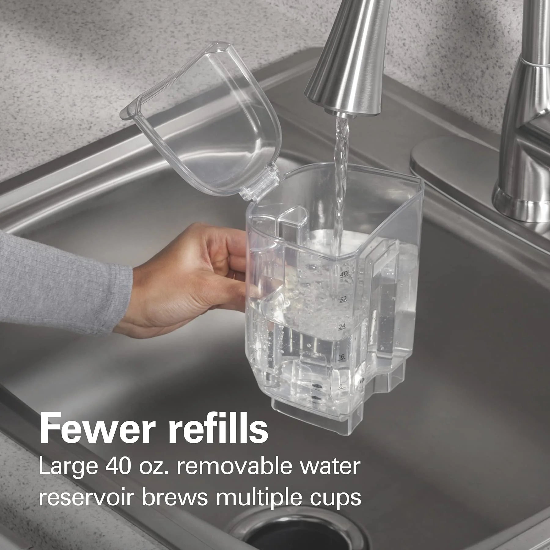 The Scoop Single Serve Coffee Maker & Fast Grounds Brewer for 8-14oz. Cups, Brews in Minutes, 40oz. Removable Reservoir, Stainless Steel (49987),Silver