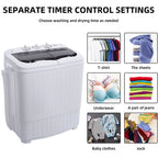 Portable Washing Machine, YOFE Compact Mini Washing Machine, Semi-automatic Washing Machine, Portable Mini Twin Tub Washing Machine for Camping Apartments, Washer(7.7lbs) /Spiner(6.6lbs), Gray, R4861