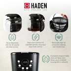 Haden 12 Cup Coffee Maker with 2 Slice Stainless Steel Bread Toaster, White