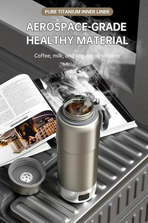 520ml Pure Titanium Portable Electric Kettle �C Travel Kettle Dual Voltage 100V-240V with Temperature Control, Lightweight, Leak-Proof, Fast Boil Mini Kettle for Travel, Office, Hotel, Camping