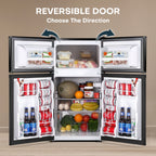 Upstreman 3.2 Cu.Ft Mini Fridge with Top Freezer, 2 Door Small Compact Refrigerator, Energy Saving, Adjustable Thermostat, Adjustable Legs, for Apartment Office Dorm Bedroom Garage RV, BD321 Black