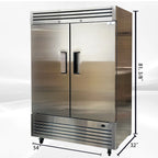 Commercial Reach in Refrigerator, 54" x 32" x 81 3/8", 42 Cubic Ft, Double Door Stainless Steel Fridge, for Restaurant