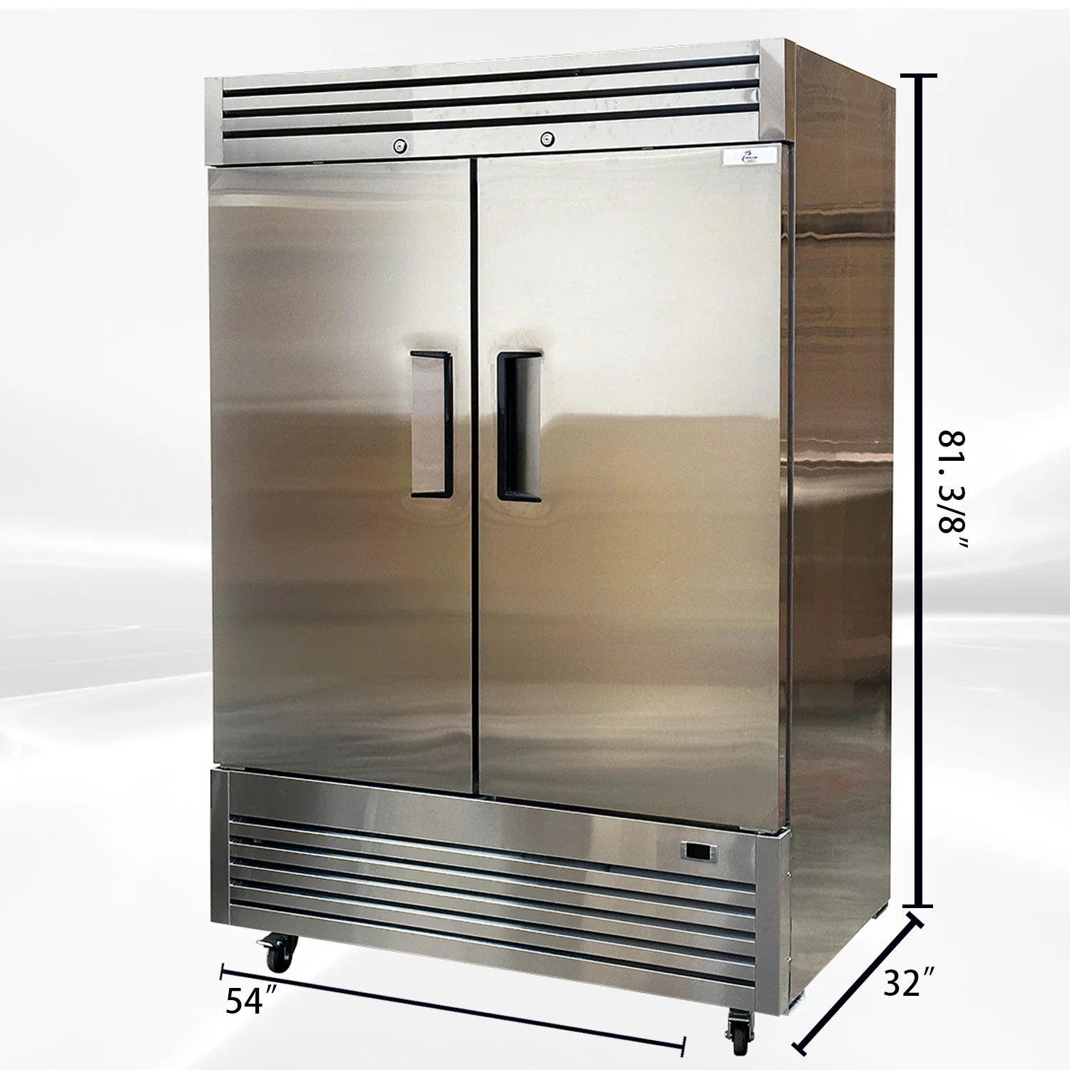 Commercial Reach in Refrigerator, 54" x 32" x 81 3/8", 42 Cubic Ft, Double Door Stainless Steel Fridge, for Restaurant