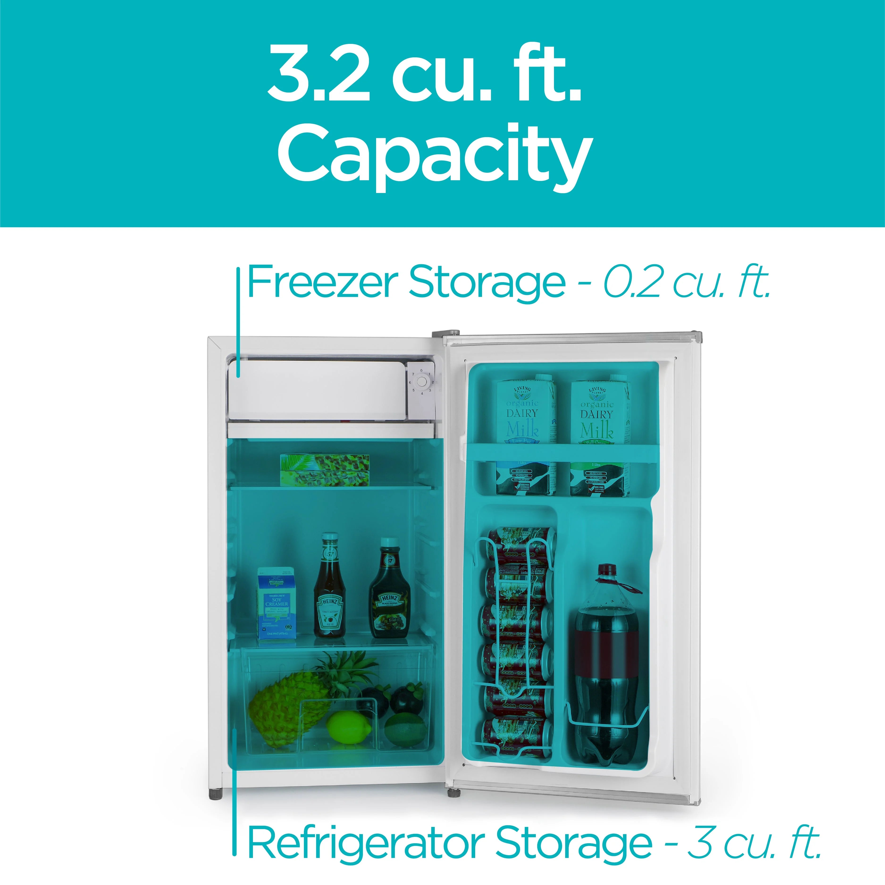 BLACK+DECKER BCRK32B Compact Refrigerator & Mini Fridge with Freezer, 3.2 cu. ft., Black