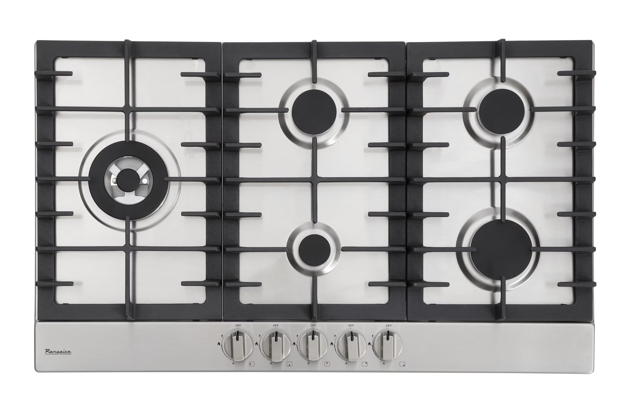 Rangaire RCG341S 34" Gas Cooktop - Stainless Steel, Sealed Burners, Cast Iron Grates, Die Cast Metal Burner Controls