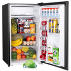Upstreman 3.2 Cu.Ft. Mini Fridge with Freezer Single Door Small Refrigerator Adjustable Thermostat Compact Fridge with Reversible Door, Low Noise, BR321 Black