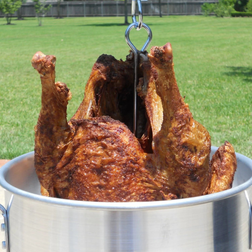 2024 New 30 Qt Turkey & 10 Qt Fish Fryer Boiler Steamer Set, Aluminum Turkey Deep Fryer Pot, 38, 000 BTU Outdoor Propane Stove Stand for 20 Lbs Turkey, Thermometer, Turkey Rack & Lifting Hook