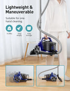 Canister Vacuum Cleaner, 30Kpa Powerful Suction, Bagless with 3.7QT Large Dust Cup, Auto Cord Rewind, HEPA Filter, 5 Attachments, Lightweight Vacuum for Pet Hair, Hard Floors & Car