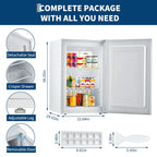 M optimized Upright Freezer, 3.0 Cu.Ft. Compact Mini Freezer with Reversible Single Door, 7 Adjustable Thermostat & 3 Removable Shelves, for Apartment, Dorm, Home, Office