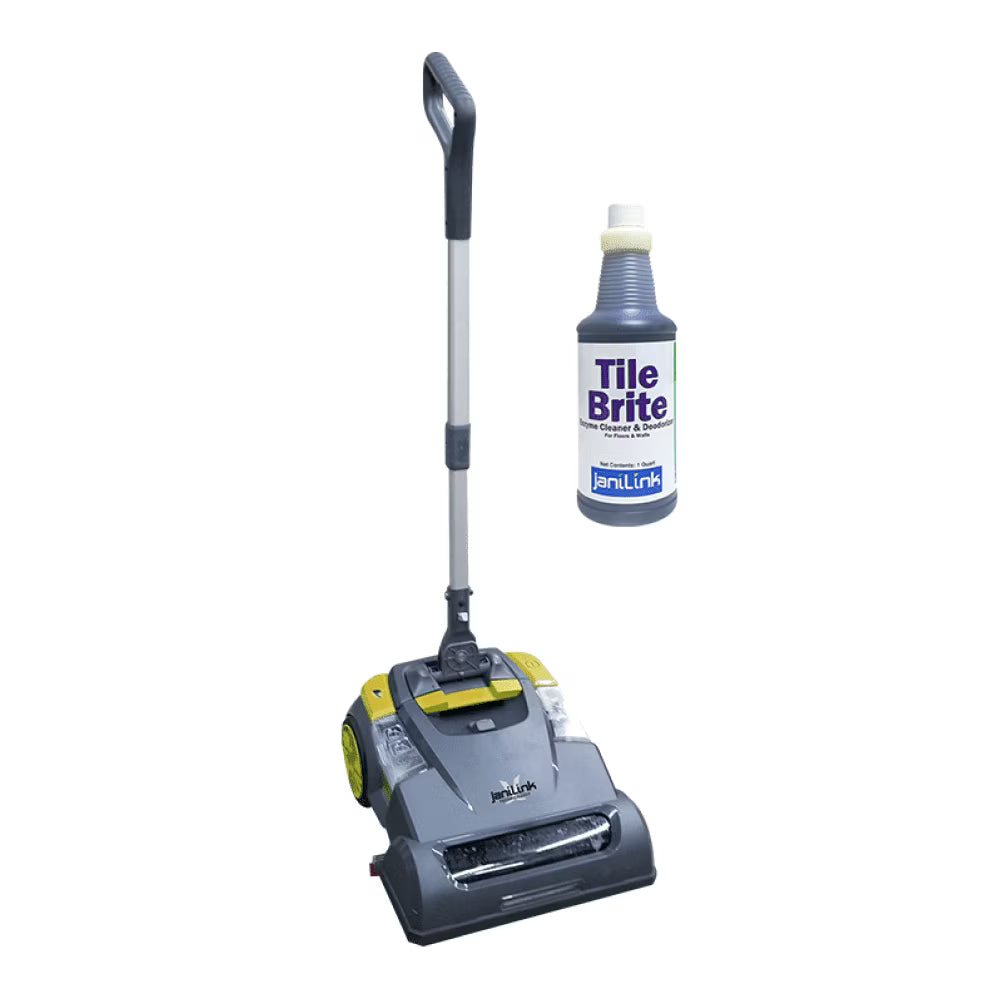 Janilink 14" Portable Cordless Upright Auto Scrubber with Cylindrical Brush and Battery