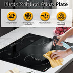 4 Burner Electric Cooktop, 24 Inch Electric Stove Top, Built-in Electric Cooktop with Sensor Touch Control, Timer & Child Lock Included, 9 Power Levels, 6000W, 220-240V Hard Wired (No Plug)