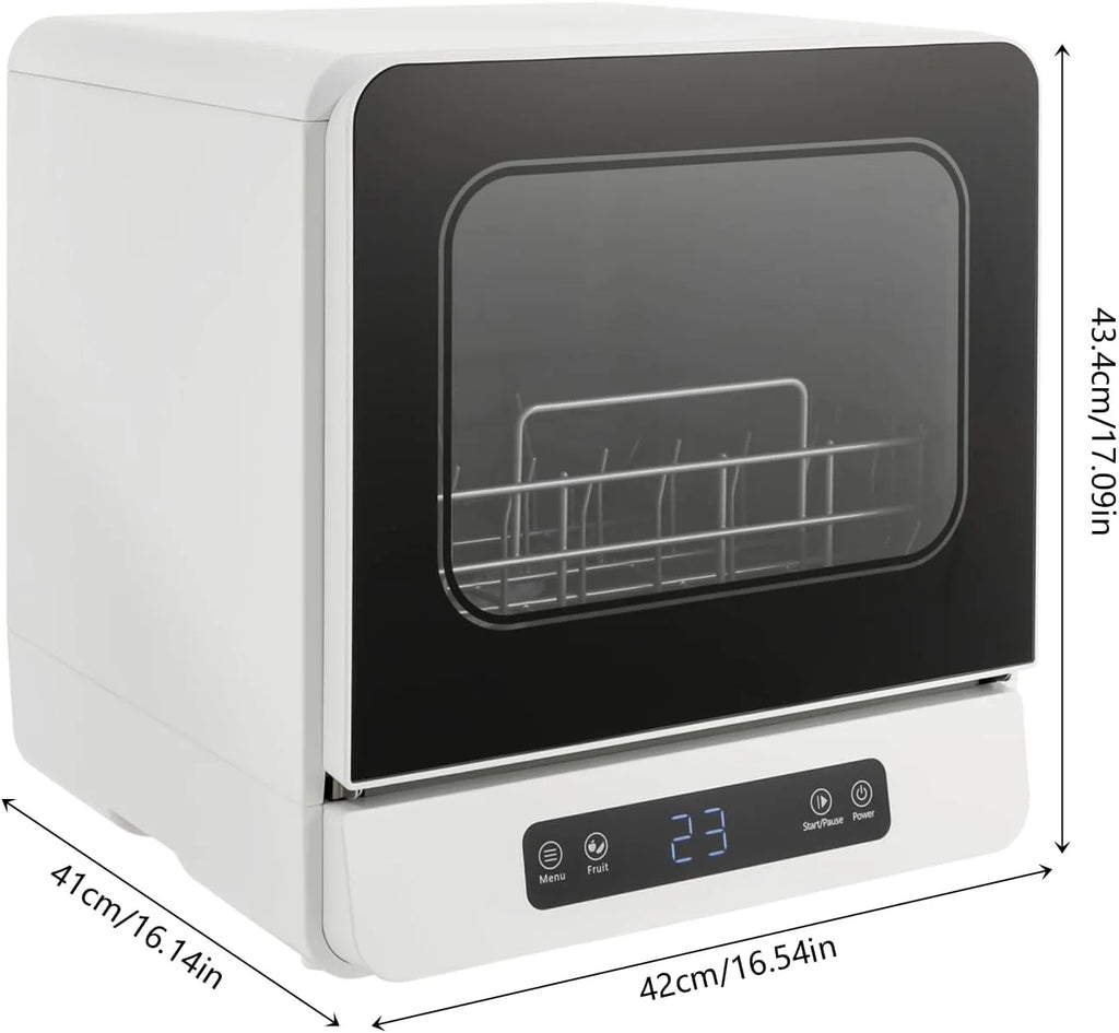 3-in-1 Countertop Dishwasher with 5 Washing Modes, Portable Mini Compact Dishwashers with Digital Control Panel, 590W, 16.14 * 16.54 * 17.09 in, ABS