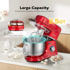 SPECSTAR 6 in 1 Multifunctional Stand Mixer with 8.5 Quart Stainless Steel Bowl, 660W 10 Speed Tilt-Head, Silver