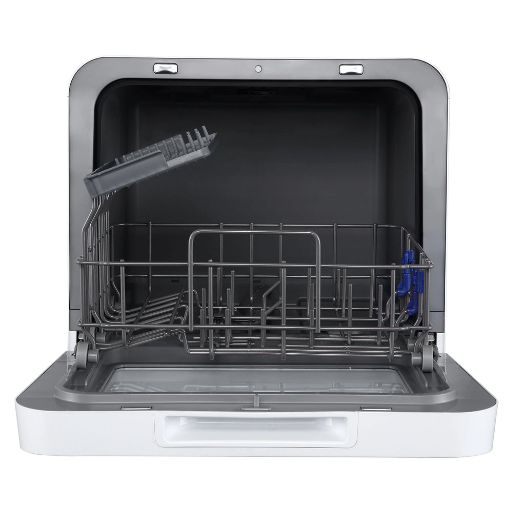 Farberware Portable Dishwasher with Built-In Water Tank with Baby Care and Fruit Wash Settings in White w/ 6-Place Setting Capacity, FDW05ASBWHA