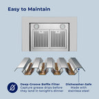 Hauslane WM-600SS-30 30 in. Convertible Stainless Steel Wall-Mounted Range Hood with Charcoal Filter