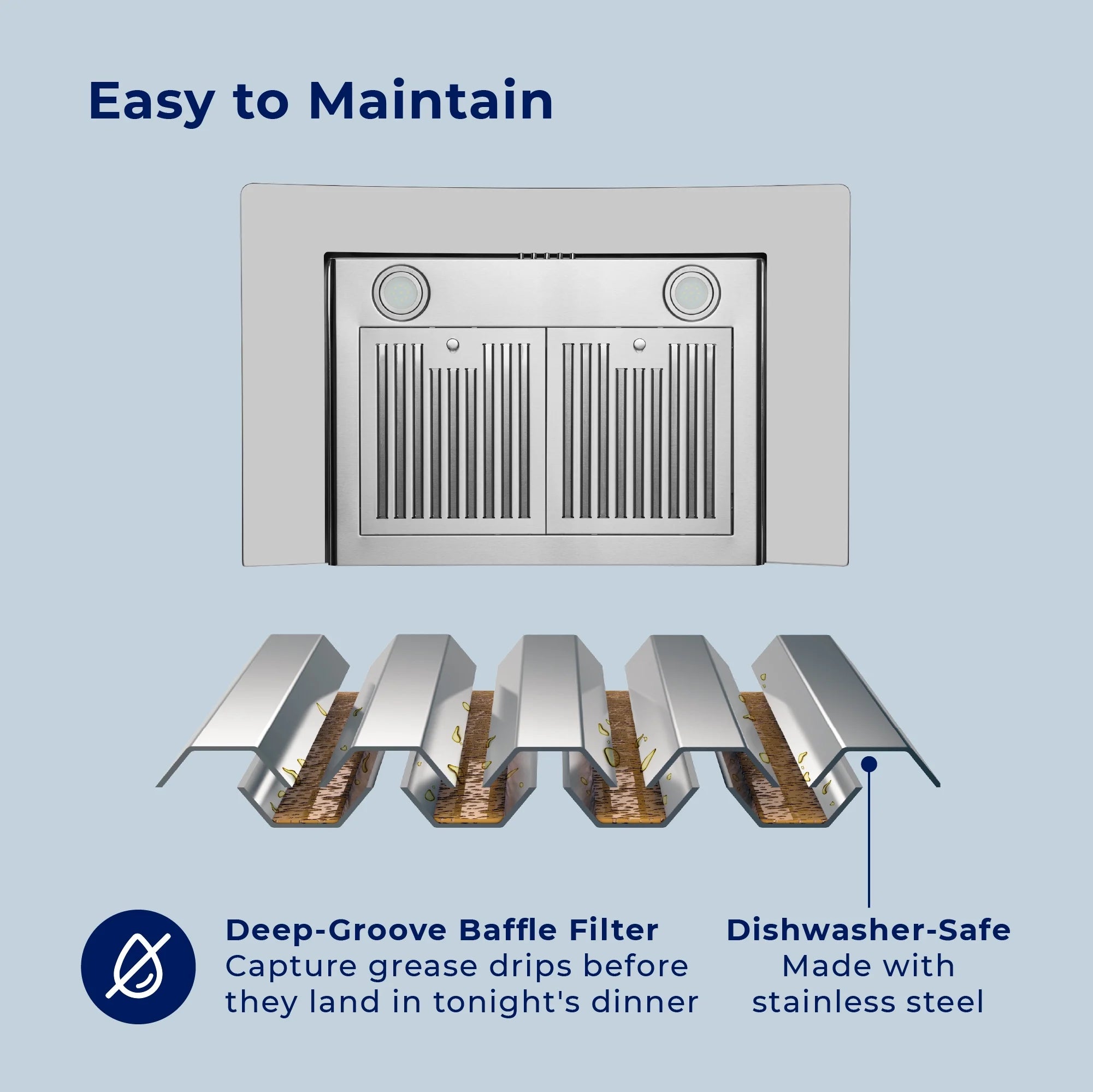 Hauslane WM-600SS-30 30 in. Convertible Stainless Steel Wall-Mounted Range Hood with Charcoal Filter
