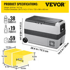 VEVOR Car Refrigerator 48Qt, Dual Zone Car Fridge Freezer12/24V DC & 110-240V AC Electric Compressor Cooler for Truck Vehicle RV