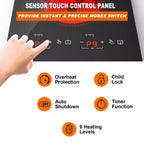 iMeshbean 12inch Electric Ceramic Cooktop 220V 3000W Electric Induction Cooktop 2 Burners Stove Top Built-In/Integrated Touch Control
