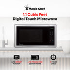 Magic Chef 1.6 Cu. ft. 1100W Countertop Microwave Oven with Push-Button Door in Black, New