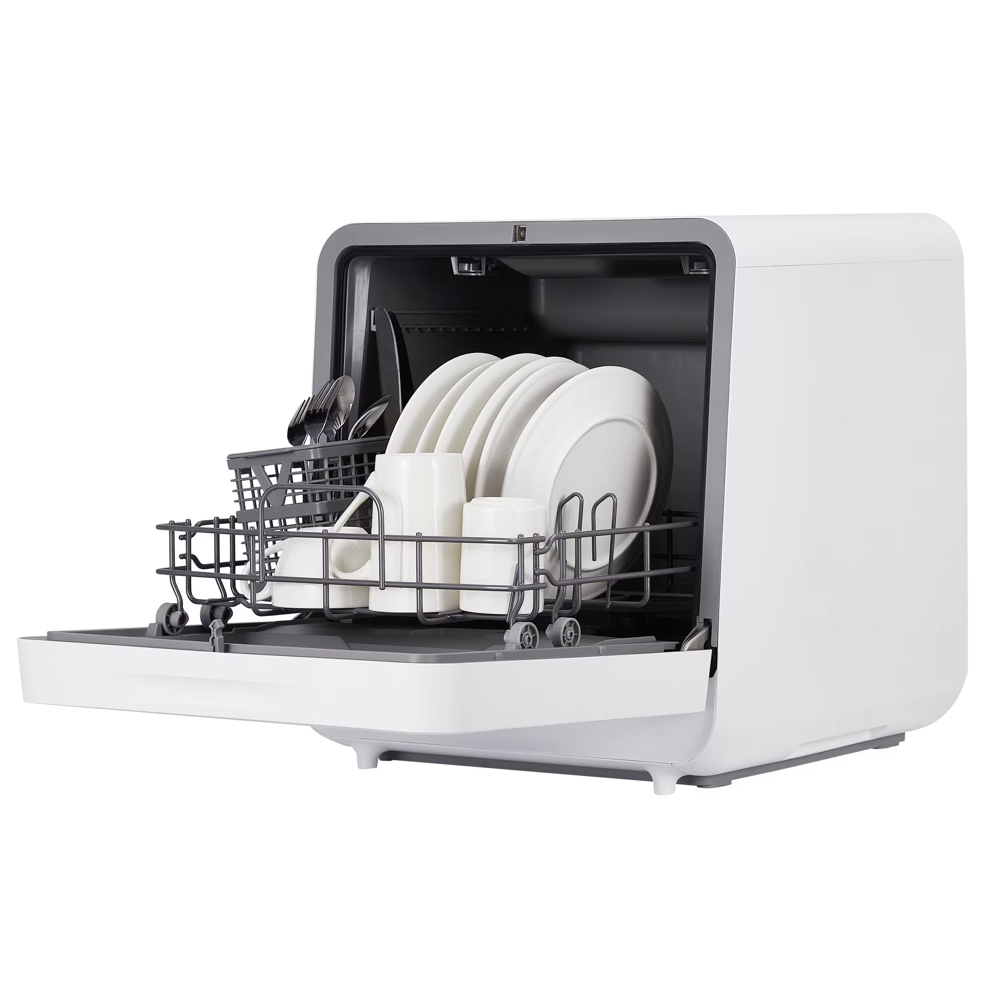 CazToi 10-Minute Quick Wash Portable Dishwasher with Powerful 162��F Hot Air Drying, 6 Cycles Compact Countertop Design No Installation