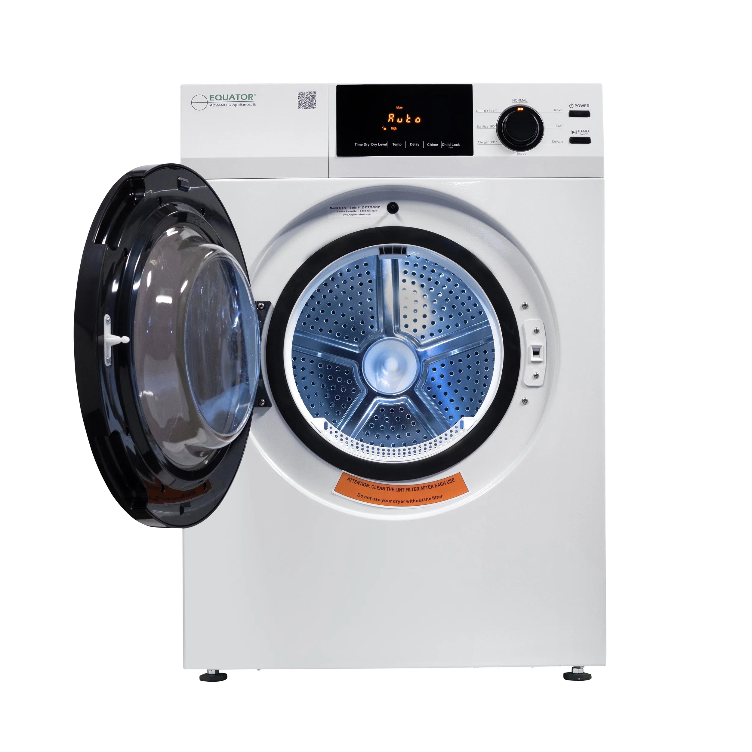 Equator 24" VENTED Sensor Dryer SANITIZE 4cf/18lbsTouch Control 110V DIGITAL
