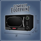 Nostalgia Retro Countertop Microwave Oven - Large 1000-Watt - 1.1 cu ft - 12 Pre-Programmed Cooking Settings - Digital Clock - Kitchen Appliances - Black