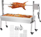 LUXOAK Electric BBQ Rotisserie Grill Kit, 46" 132 Lbs Capacity, 45W Motor, Height-Adjustable Stainless Steel Pig Roaster with Triangular Stability Support Stand for Pig Lamb