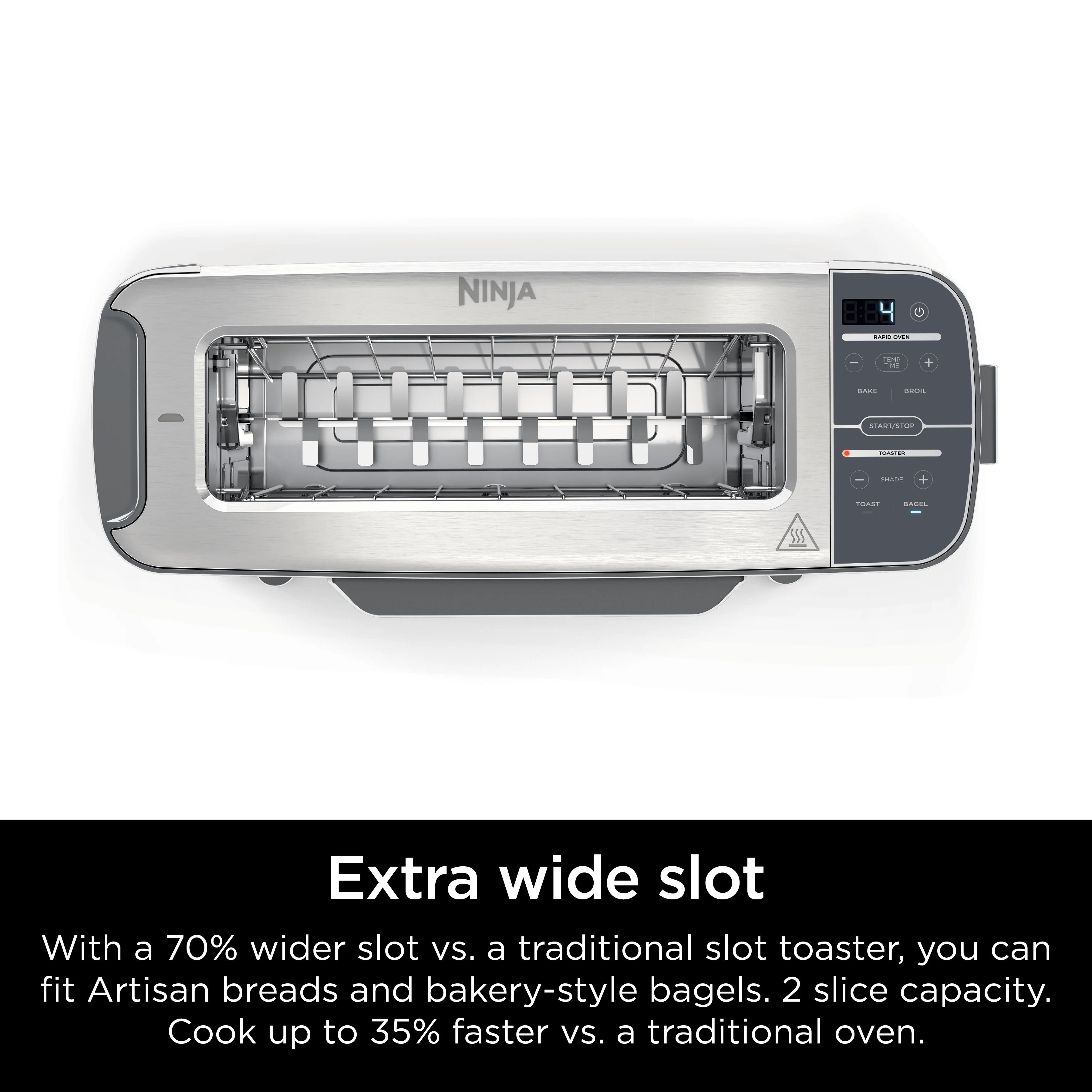 Ninja? Foodi? 2-in-1 Flip Toaster, 2-Slice Toaster, Compact Toaster Oven, Snack Maker, 1500 Watts, ST100