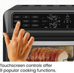 Chefman 12-in-1 Air Fryer Oven Combo w/ Probe Thermometer, 20 Qt Capacity - Black Stainless Steel, New