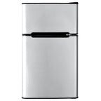 Barara King Fridge Freezer, Refrigerator,3.2 cu ft. Compact Stainless Steel Refrigerator-Gray