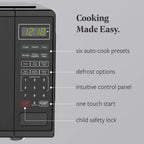Farberware Countertop Microwave Ov 1100 Watts, 2.2 cu ft - Smart Sensor With LED Lighting and Child Lock - Perfect for Apartments and Dorms - Easy Clean Black Interior, Stainless Steel