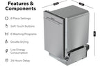 Honeywell 18 inch Dishwasher with 8 Place Settings, 6 Washing Programs, Stainless Steel Tub