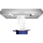 Stainless Steel Range Hood 30 inch Under Cabinet Range Hood 500 CFM with 3 Way Venting Vent Hood