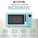 Haden 700W 0.7 Cubic Foot Microwave Oven w/ Digital Controls, Turquoise