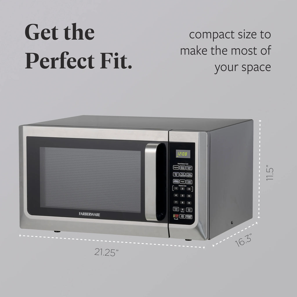 Farberware FMGZ09BKA 0.9 Cu. Ft. Microwave Oven, 900W, Digital Control, LED Display, 6 Cooking Presets, Black