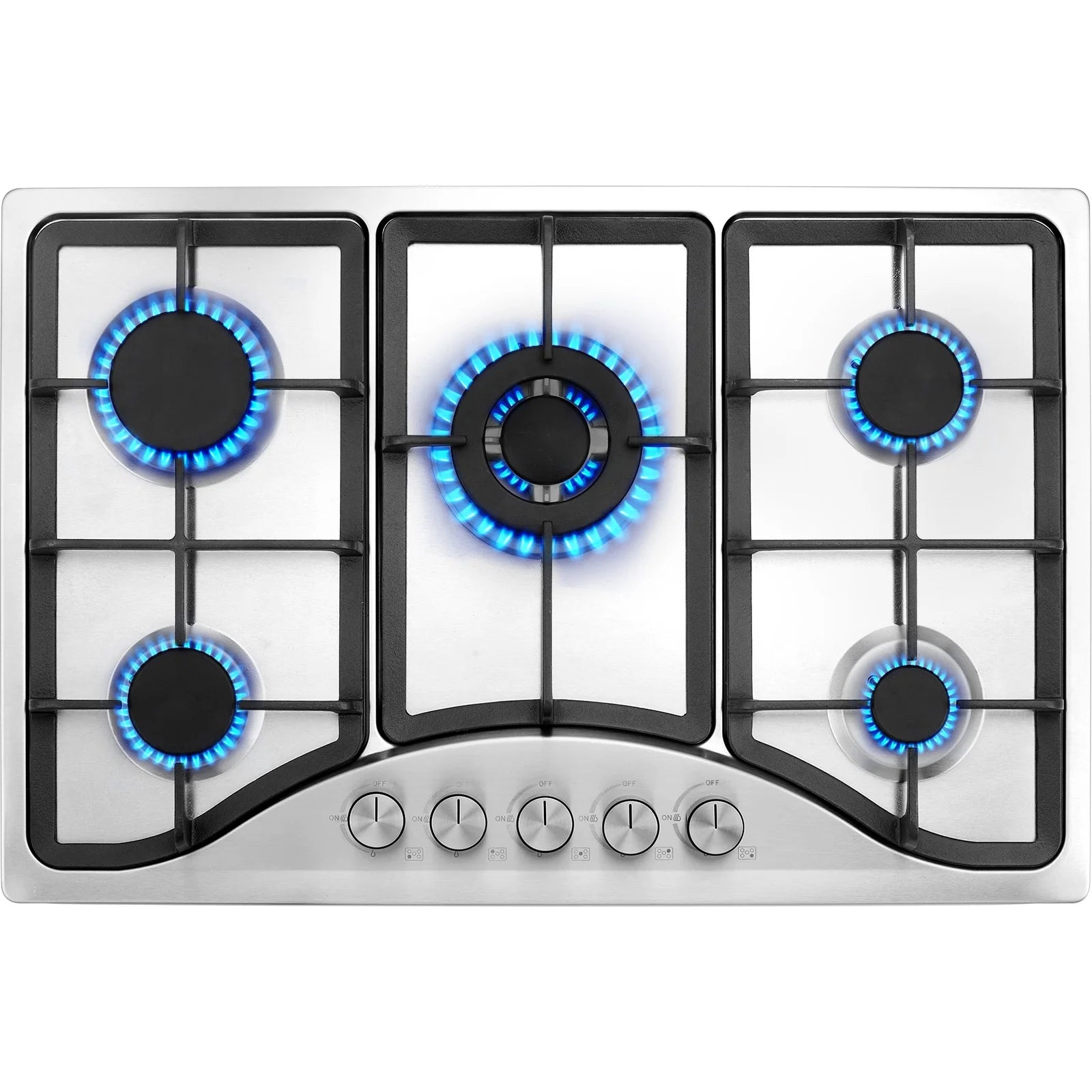 KFFKFF Gas Cooktop Stove Top 30 inch Max 12250BTU 5 Burners Built-in LPG/NG Convertible