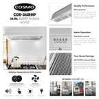 30 in. Insert Range Hood with Push Button Controls in Stainless Steel
