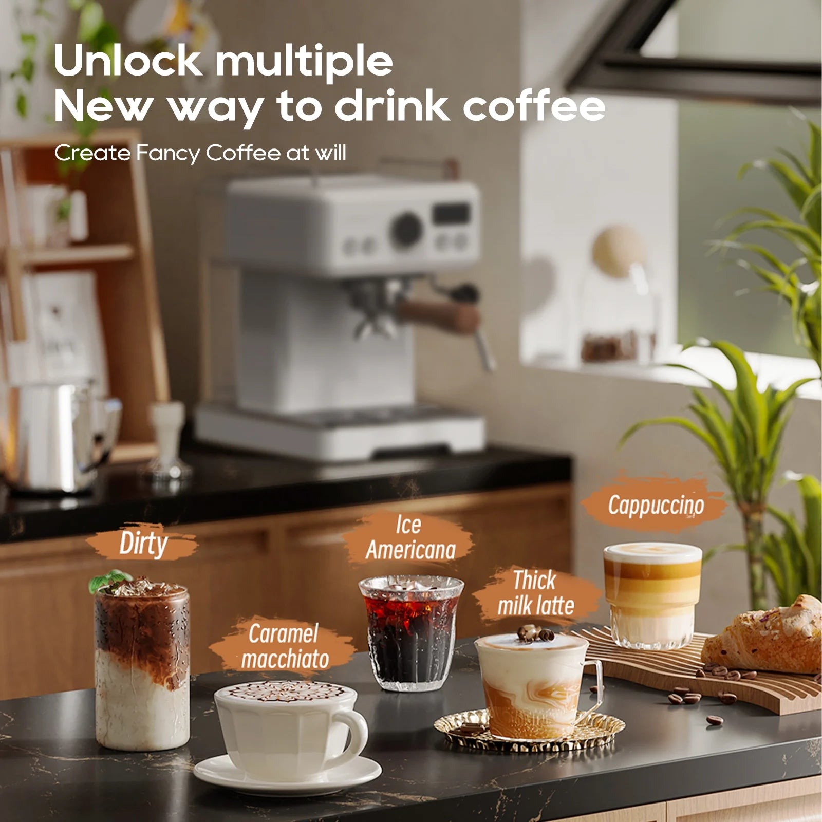 HiBREW H10PLUS 20Bar Espresso Coffee Machine with Adjustable Temperature & Steam