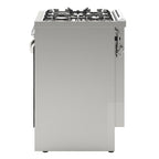 30�� Inch Professional Gas Range Stove with 5 Burner Cooktop, Rapid Convection Oven, and Digital Timer with Heavy-Duty Cast Iron Grates, Stainless-Steel Appliance, Silver