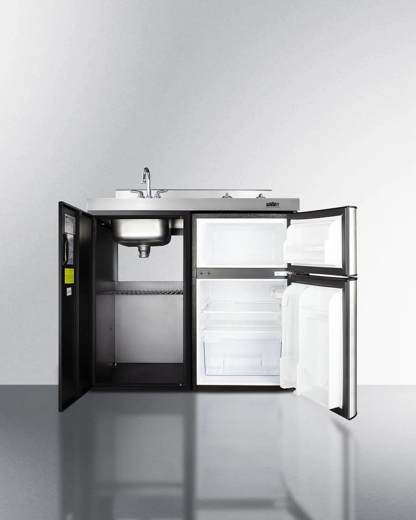 39" Wide All-In-One Kitchenette, stainless steel/black