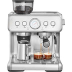 KFFKFF Semi-Automatic Espresso Maker with Grinder, 15 Bar, Includes Milk Frother Steam Wand, Detachable Water Tank & Pressure Gauge, for Cappuccino, Latte, Machiato, with PID Temperature Control